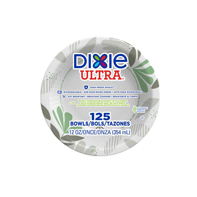 12oz White Printed Ultra Pathways Heavy-Weight Paper Disposable Bowl