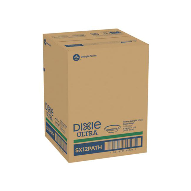12oz White Printed Ultra Pathways Heavy-Weight Paper Disposable Bowl