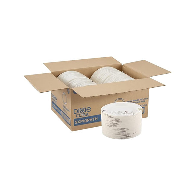 10 Inch White Printed Round Disposable Ultra Pathways Paper Plate