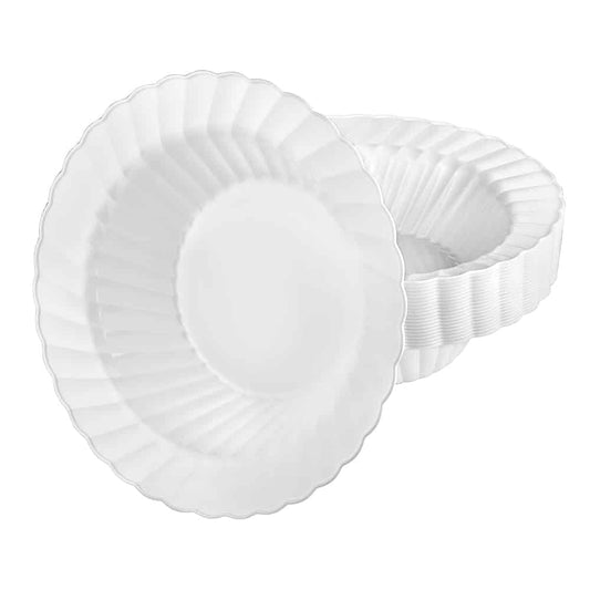 15oz Scalloped Pearl Bowl with a luxurious pearl finish and scalloped design, perfect for serving salads, desserts, and sides at weddings or upscale events