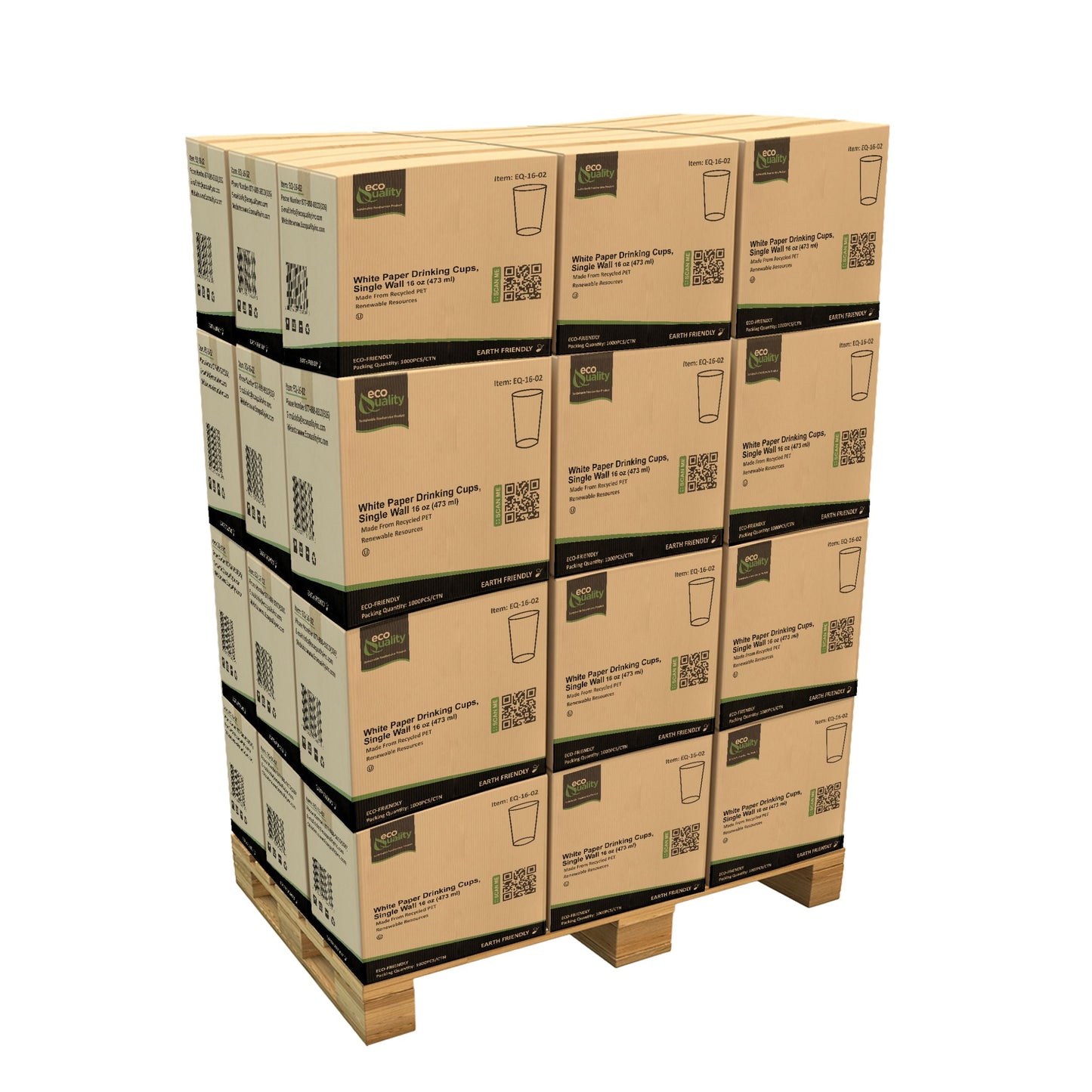 EcoQuality White Paper Cups Full Pallet 26 Cases Single Wall Drinking
