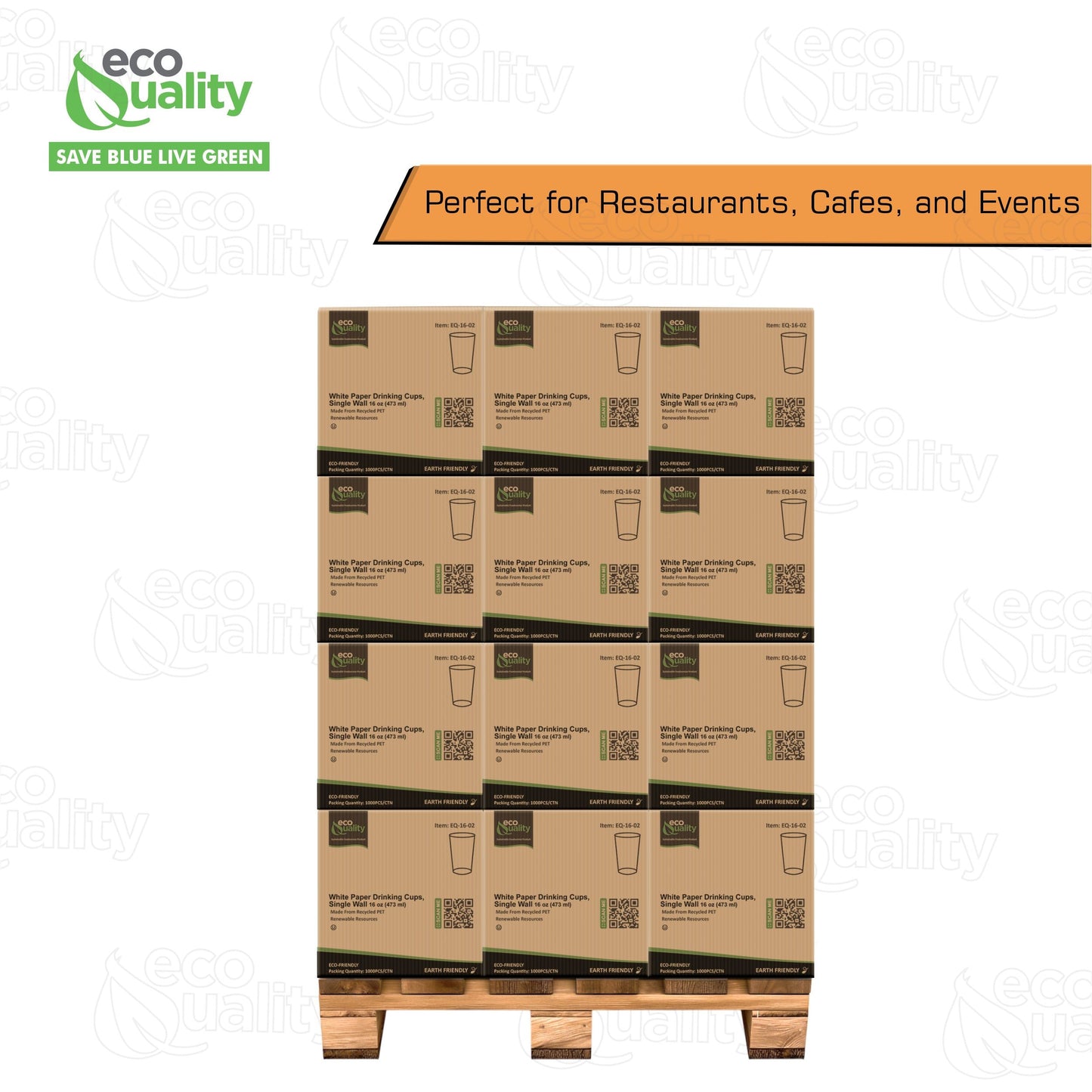 EcoQuality White Paper Cups Full Pallet 26 Cases Single Wall Drinking