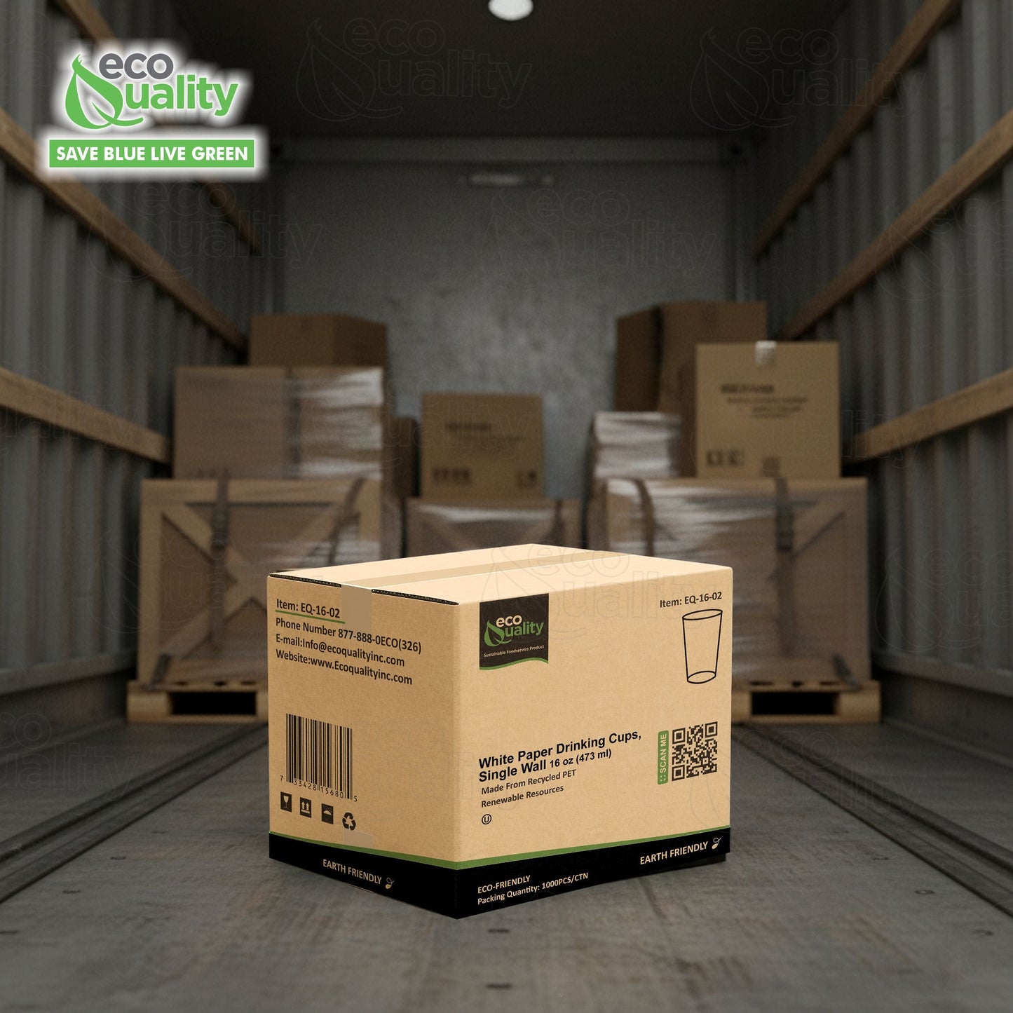 EcoQuality White Paper Cups Full Pallet 26 Cases Single Wall Drinking