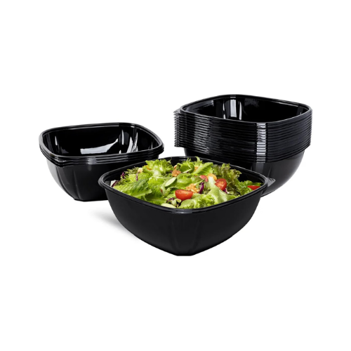 Square Disposable Plastic Salad Bowl For Meal Prep and Takeout