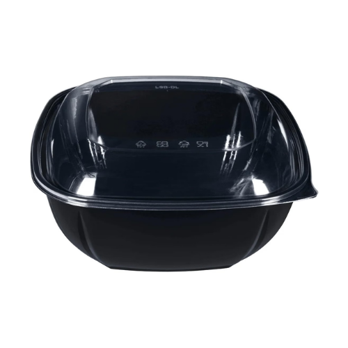Square Disposable Plastic Salad Bowl with Clear Dome Lids