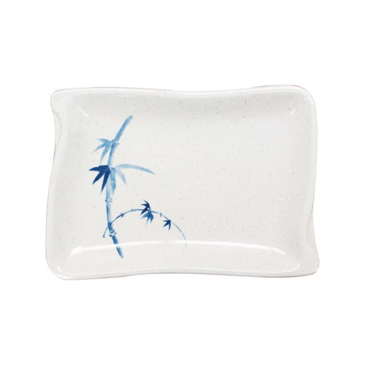 Blue Bamboo wavy shape melamine barbecue plate BPA free dishwasher safe NSF