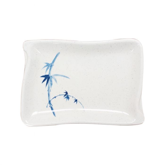 Blue Bamboo wavy melamine barbecue plate 8.5x5.5 BPA free NSF dishwasher safe
