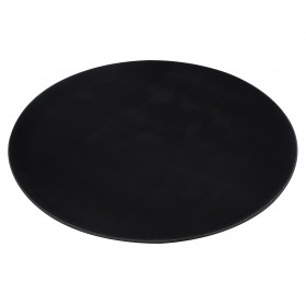 16-inch round black tray stanton trading with a rubber-lined surface, made from fiberglass. This non-slip tray is commonly used in food service settings like restaurants and bars to prevent spills while carrying drinks or plates. The rubber lining provides extra grip, making it a reliable choice for servers and bartenders.