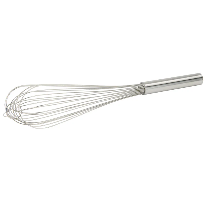 (10", 12", 14", 16", 18") Piano Whips 12/Pack&nbsp; is also great for distributing dry ingredients and whisking egg whites. Featuring thin, flexible wires, this stainless steel whip eliminates lumps and aerates liquids while its rounded handle provides a well-balanced grip.