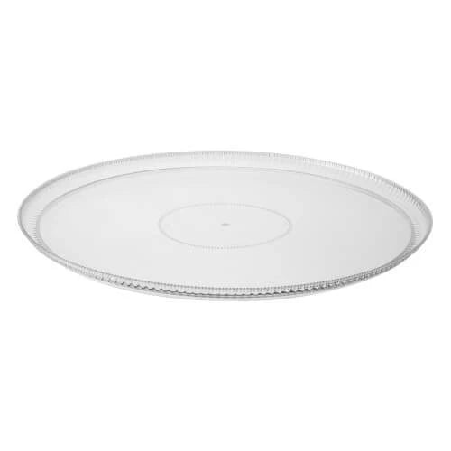 Ridged Clear Round Plastic Tray – 12" & 16" durable serving trays for catering, weddings, and parties. Perfect for appetizers, desserts, and snacks. Lightweight, sturdy, and easy to clean.