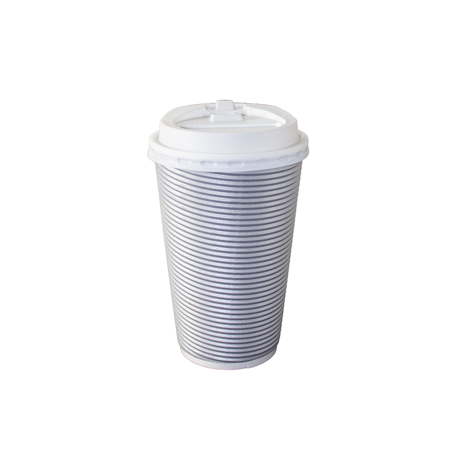 16oz Ripple Hot Cup with Lid in silver, maroon, tan, and black. Insulated, spill-resistant, and perfect for hot coffee, tea, or beverages at home, in the office, or on the go.