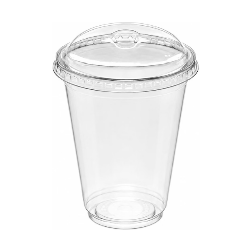 Clear Plastic Disposable U-Shaped Cups with Sip Through Lids