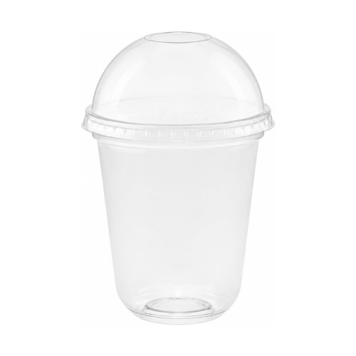 Clear Plastic Disposable U Shaped Drinking Cups with Dome Lids