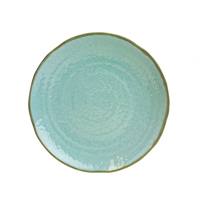 Seaside melamine lotus shape plate large deep rim coastal dinnerware
