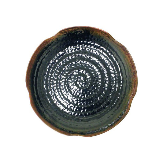 Tenmoku melamine lotus shape plate extra large dark finish dinnerware
