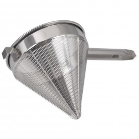 8-inch diameter chinese strainer stanton trading, featuring a coarse mesh made of stainless steel with a reinforced rim for durability and efficient straining.