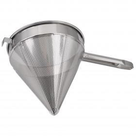 10-inch diameter chinese strainer stanton trading, featuring a fine mesh made of stainless steel with a reinforced rim for durability and precision straining.