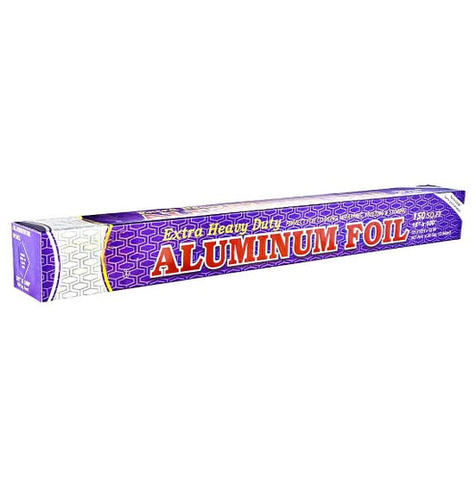 18"x100' heavy-duty aluminum foil roll, durable and tear-resistant for cooking, grilling, baking, and food storage, locks in moisture and prevents spills, ideal for home and commercial use.