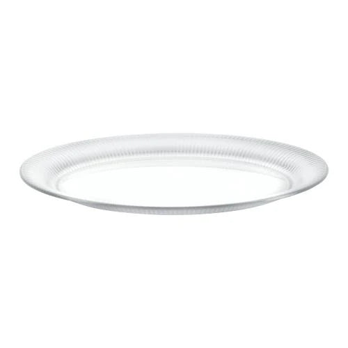 18" x 14.5" Ridged Oval White Tray – Elegant plastic serving platter for catering, parties, and events. Durable, lightweight, and stylish design for effortless food presentation and easy cleanup.