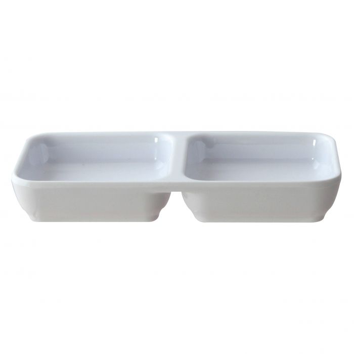 Classic white twin melamine sauce dish 4 oz BPA free NSF dishwasher safe
