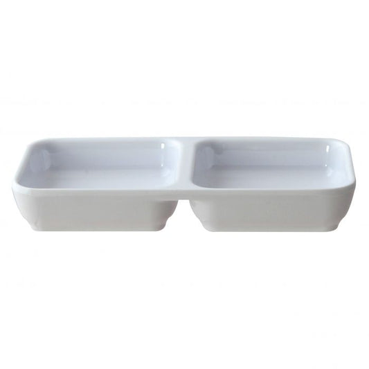 Classic white twin melamine sauce dish 4 oz BPA free NSF dishwasher safe