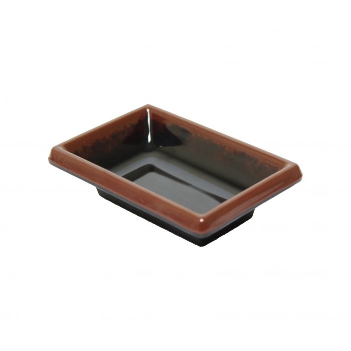 Tenmoku rectangular melamine sauce dish 2 oz BPA free NSF dishwasher safe