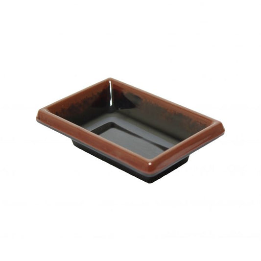 Tenmoku rectangular melamine sauce dish 2 oz BPA free NSF dishwasher safe