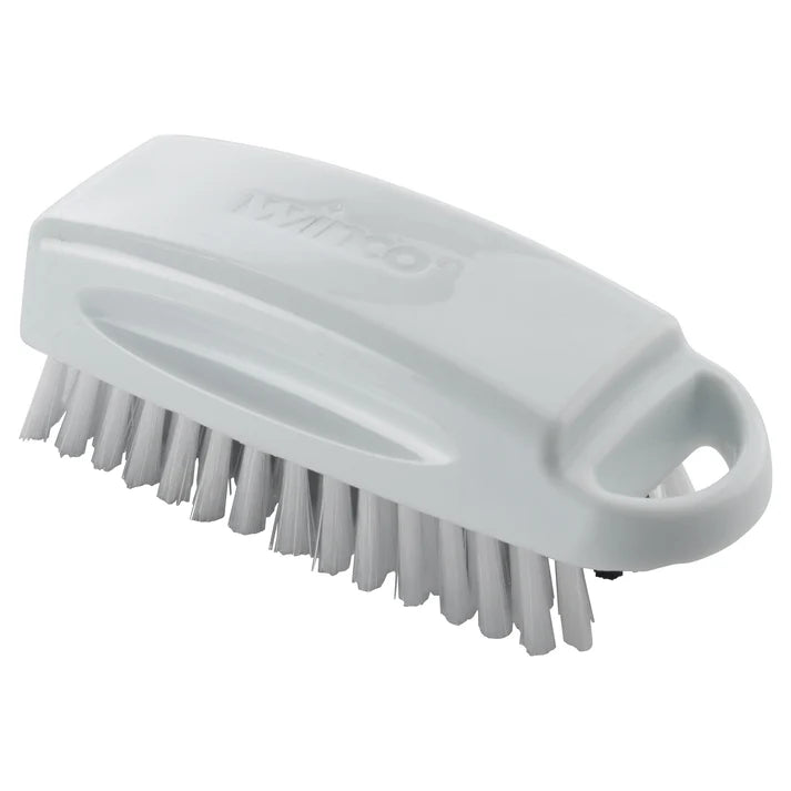 Nail Brush 12/Pack features stiff center bristles for cleaning under the fingernails while also having a soft side of bristles for use on hands and nails. The contour design of the handle is great for comfort but also prevents surface contact when stored on the side to prevent contamination.