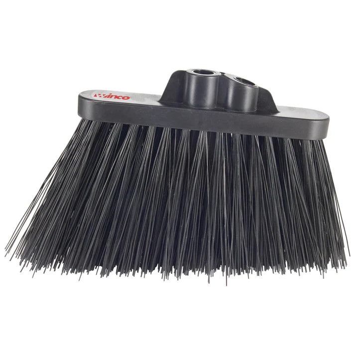 Angle Broom Head 12/Pack is great tool for keeping a work area clean. The broom head has two slots for a handle in either an upright or angled position. It features long, angled, and unflagged bristles to ensure that hard to reach areas can be easily cleaned. These features make the BRAU-9K excellent for sweeping dust and other debris from the floor to ensure a clean and sanitary workplace.
