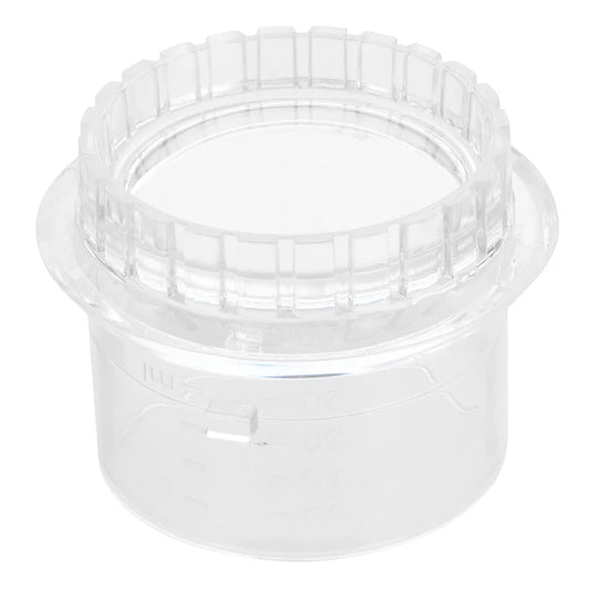 Filler Cap 1/Pack designed to keep smoothies, milk shakes, margaritas, and other blended beverages safely inside your container during preparation. For added convenience, this replacement filler cap has graduation markings to make it easy to measure liquid ingredients. This cap is built to fit securely into the channel of your AccelMix blender lid and is easy to remove, so you can add ingredients without turning off the motor.