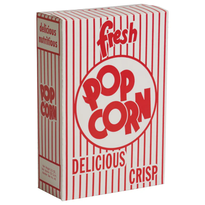Benchmark Closed Top Popcorn Boxes these bags are thoughtfully crafted ensuring that the rich and flavorful butter stays securely contained within, preventing any unwarranted leakage. The addition of this protective feature not only preserves the integrity of the popcorn but also enhances the overall consumer experience.