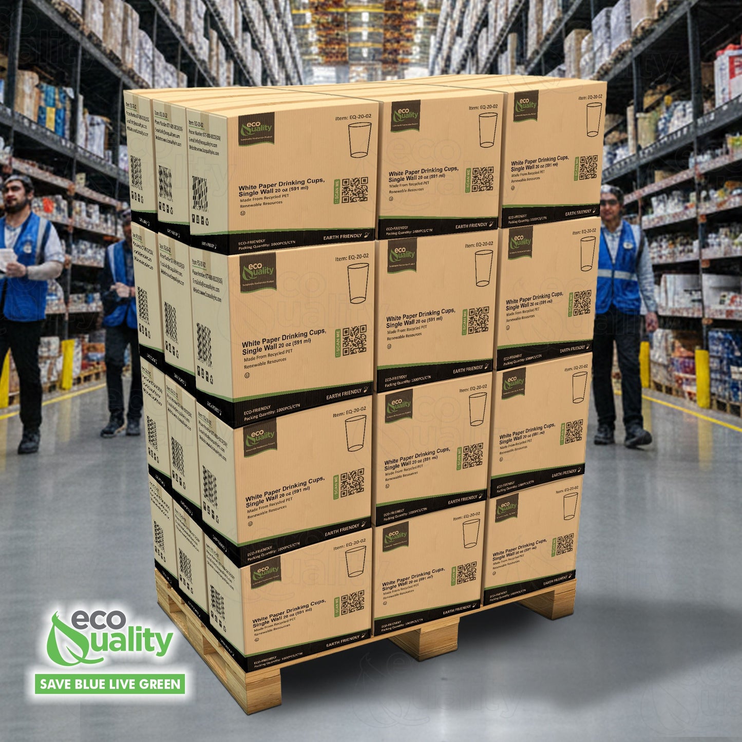 EcoQuality White Paper Cups Full Pallet 26 Cases Single Wall Drinking