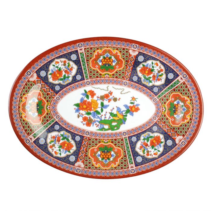 Peacock melamine serving platter rectangular restaurant dinnerware 8x6x0.625 inches