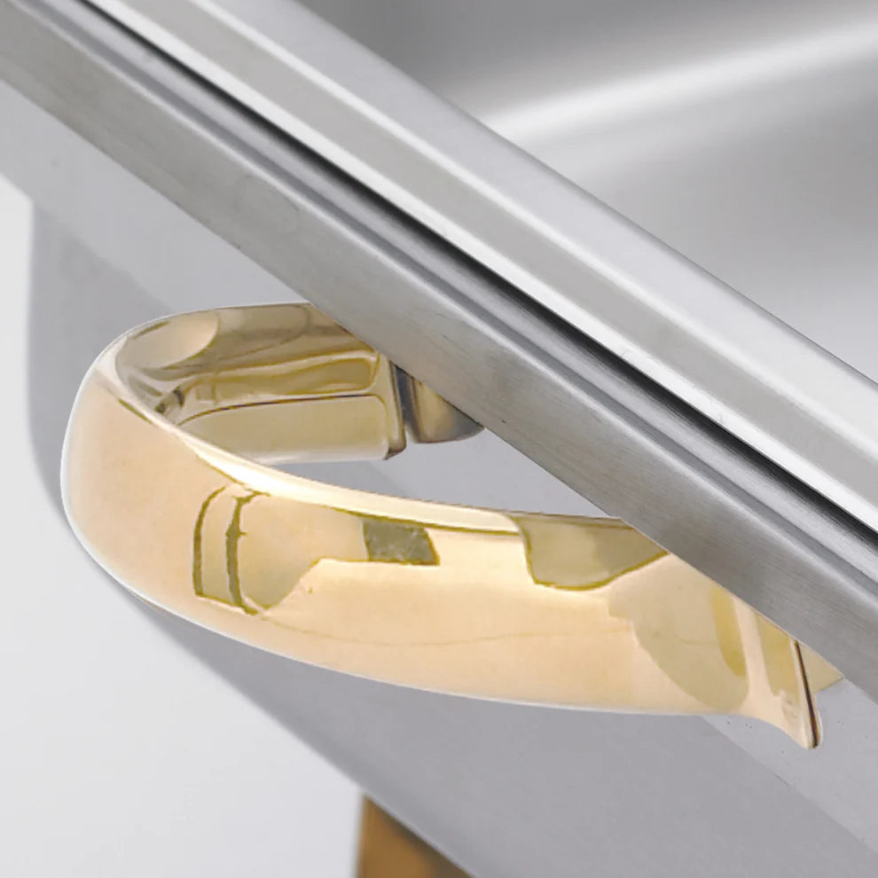 Winco 201, 8qt Full-size S/S, Gold Accent Malibu Chafer