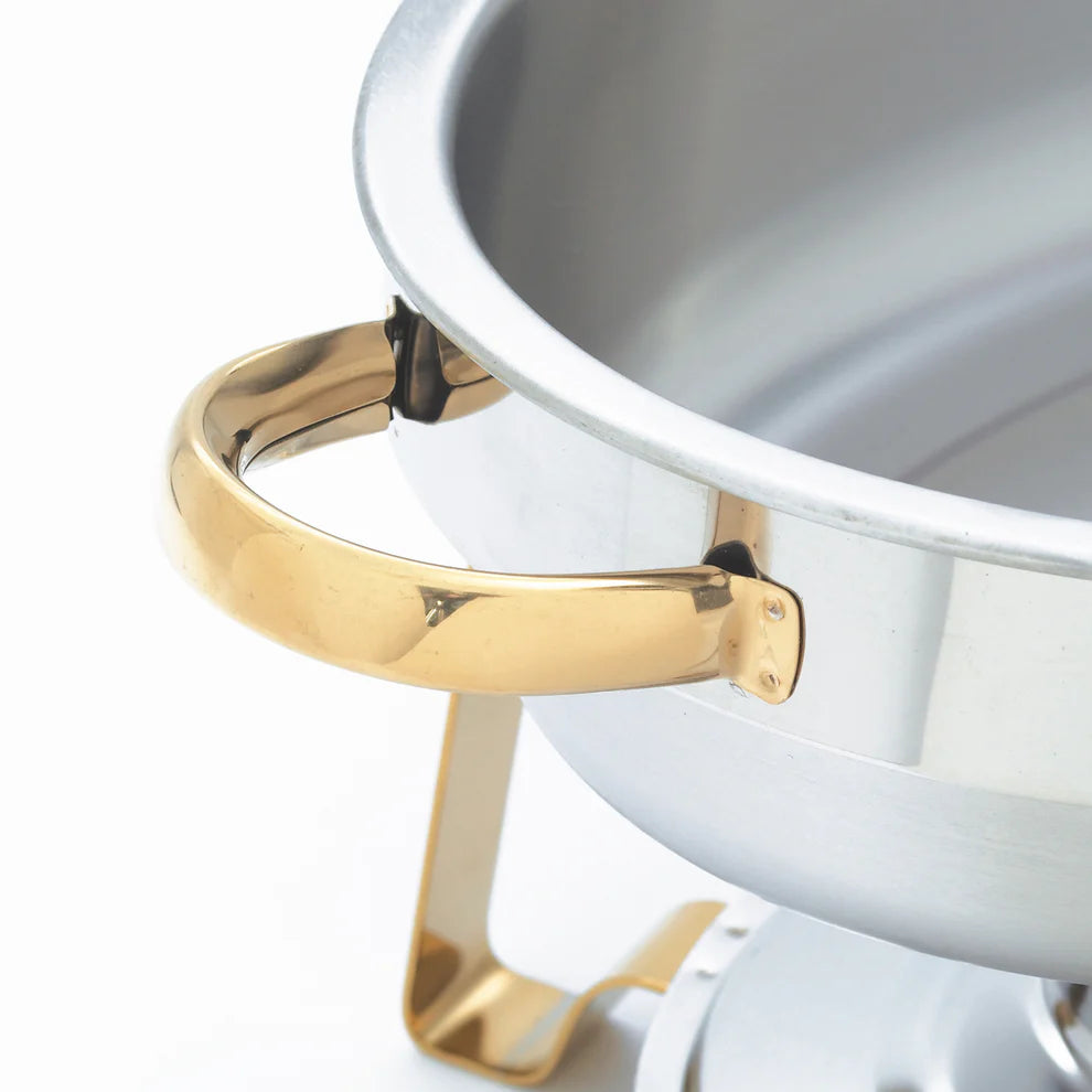 Winco 202, 6qt Oval S/S, Gold Accent Malibu Chafer