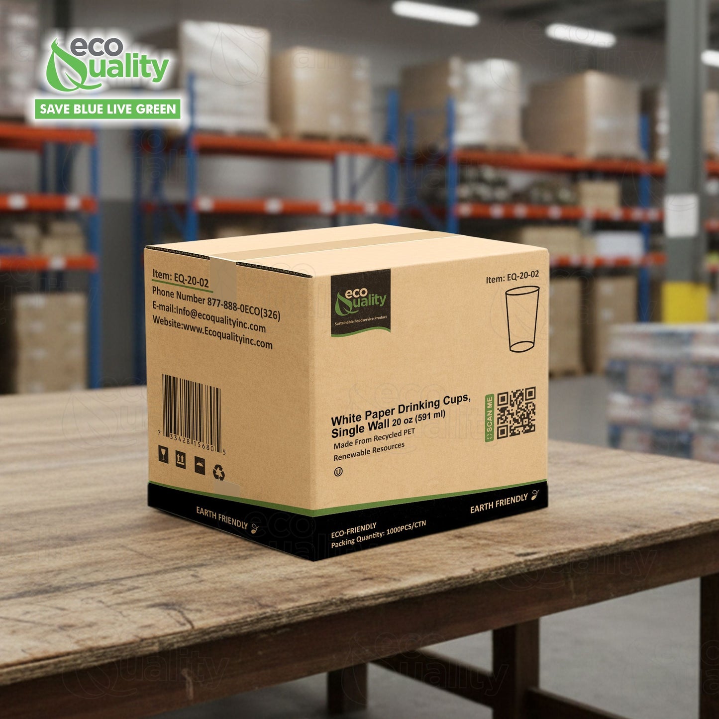 EcoQuality White Paper Cups Full Pallet 26 Cases Single Wall Drinking