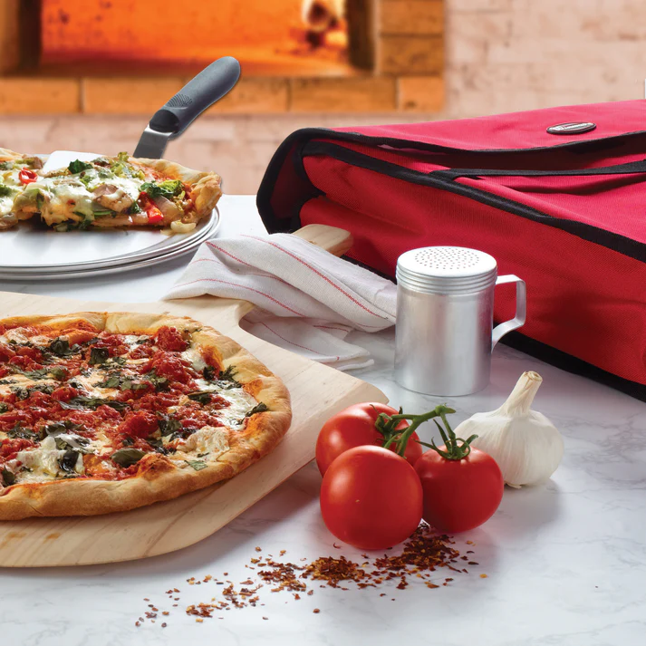(18"x18"x5", 20"x20"x5", 24"24x"5") Pizza Delivery Bag 6/Pack features a red polyester exterior which is durable while remaining comfortable to use. The interior of the bag features an insulated EPE lining which will keep food warm for longer periods of time.
