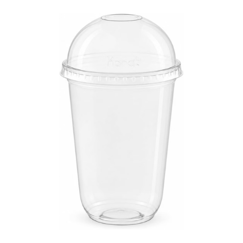 Clear Plastic Disposable U Shaped Drinking Cups with Dome Lids