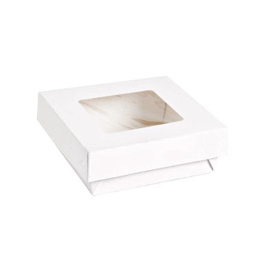 5.5x5.45x2 Inches White Bakery Pastry Box with Clear Window