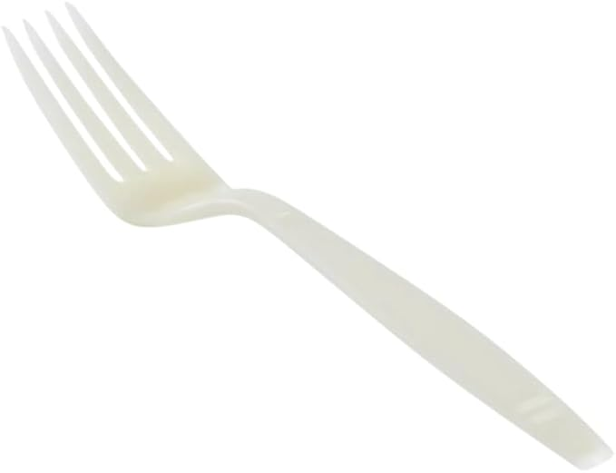 Beige Bio Based Heavy Weight Individually Wrapped Disposable Forks