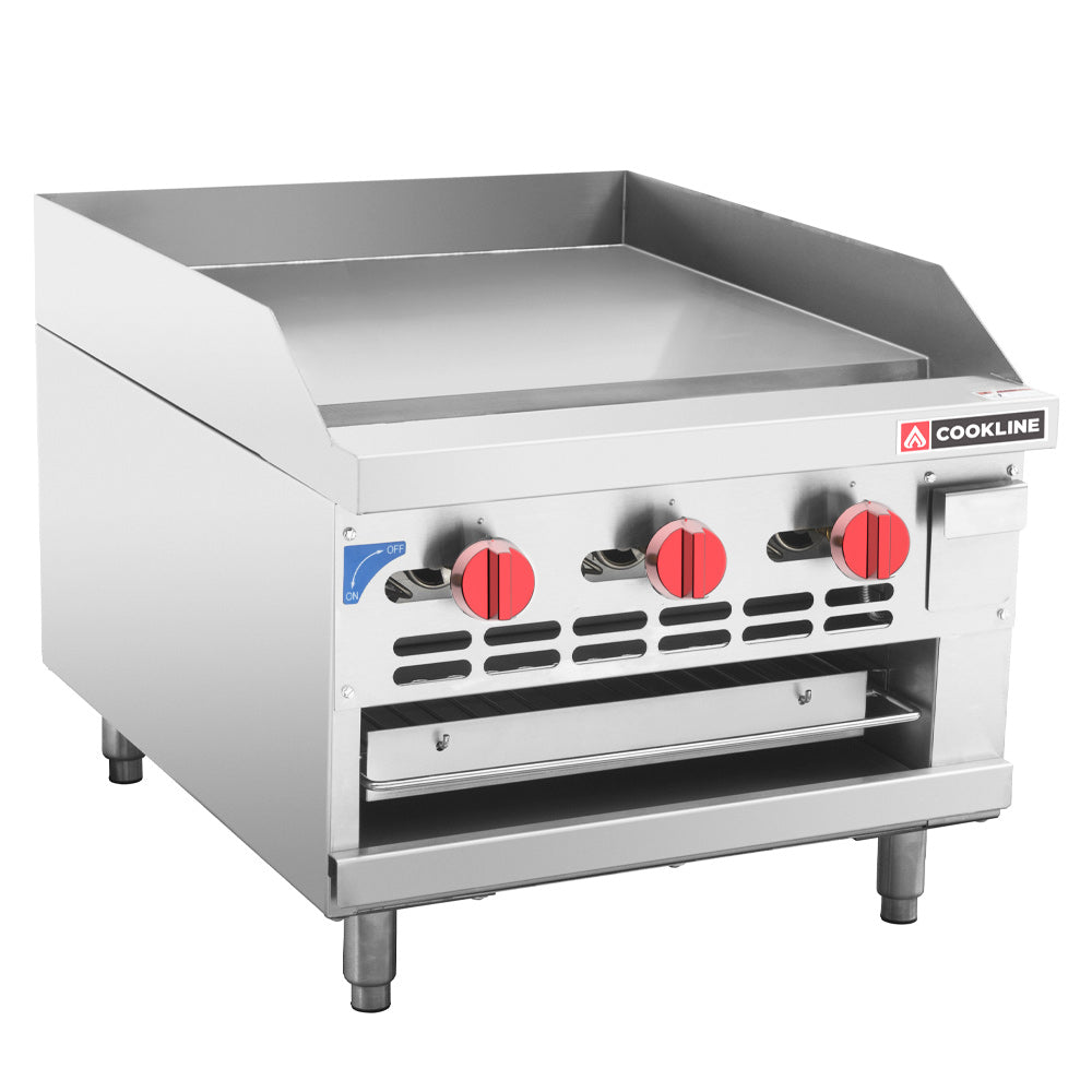 Cookline RGB-24M 24-inch commercial countertop gas raised griddle broiler combo 54000 BTU for versatile cooking in restaurants cafes and commercial kitchens