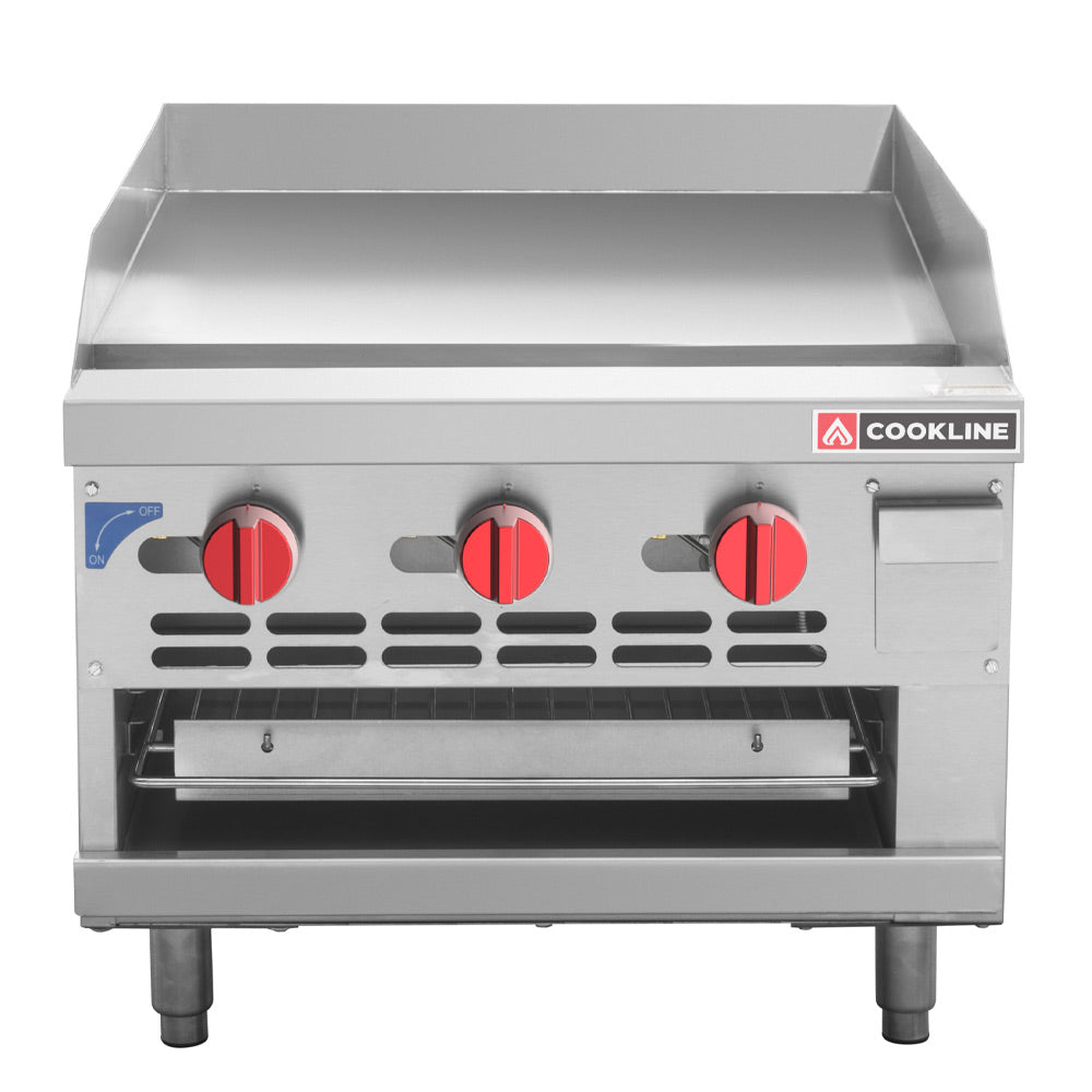 Cookline RGB-24M 24-inch commercial countertop gas raised griddle broiler combo 54000 BTU for versatile cooking in restaurants cafes and commercial kitchens