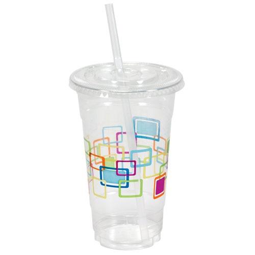 24oz Cups with Lid & Straw in Deco and Chevron designs. Durable, stylish, and ideal for smoothies, iced coffee, soda, and cold drinks. Perfect for home, office, events, and travel.