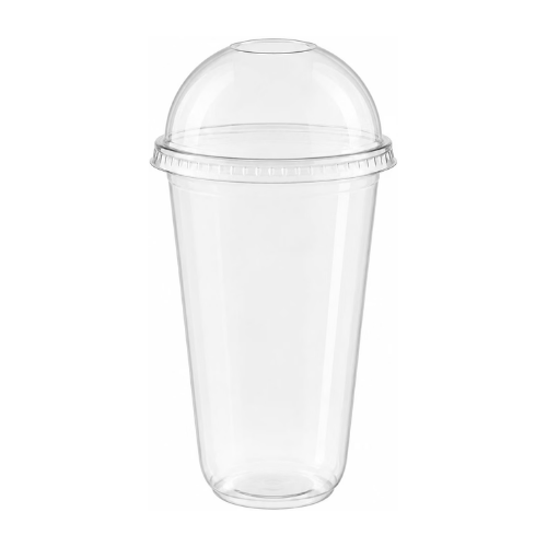 Clear Plastic Disposable U Shaped Drinking Cups with Dome Lids
