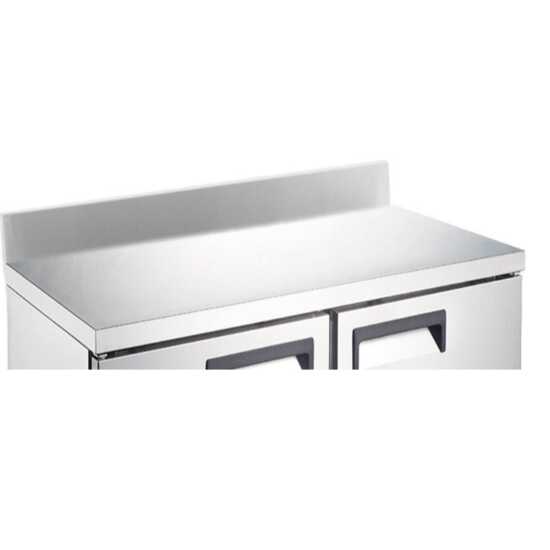 The Prepline RBKS-71 removable backsplash (1" x 71" x 5"H) offers extensive countertop protection, preventing spills and splashes, ideal for maintaining hygiene in large commercial kitchen environments.