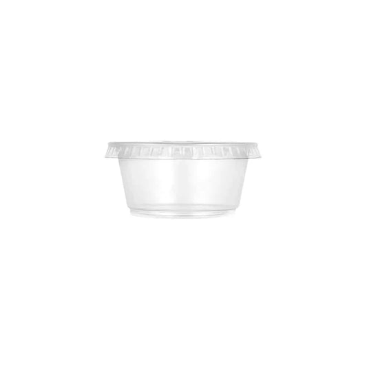 2oz Clear Portion Cup with Lid – durable, leak-resistant, and perfect for sauces, condiments, dressings, and dips. Food-safe plastic with a secure lid to maintain freshness and prevent spills.
