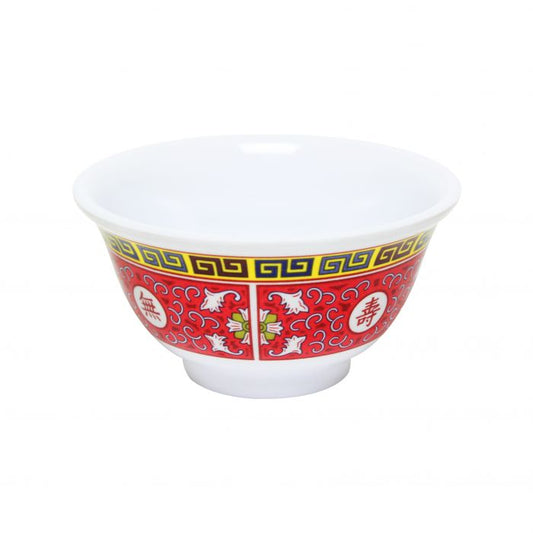 Thunder Group Rice Bowl is perfect for serving not only rice, but also noodles, marinated vegetables, salads, and more Asian-inspired foods. This 6 Oz bowl will bring oriental flare to your food presentation. Manufactured from a durable plastic material this dinnerware is famous for its nearly unbreakable structure. Melamine bowls by Thunder Group is a practical solution for catered indoor and outdoor events. The Longevity collection has a distinctive appearance.