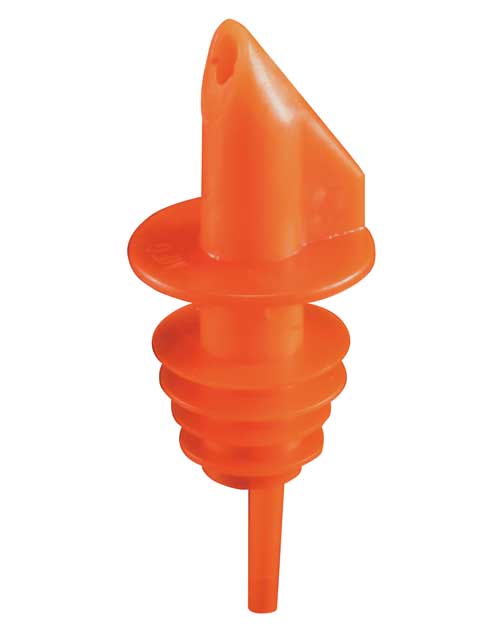 (Fluorescent Red, Sparkle Red, Scarlet Red, Azure Blue, Vivid Yellow, Emerald Green) a one-piece, Betterway free-flow pourer from Bar Maid. This model is also made in the USA.