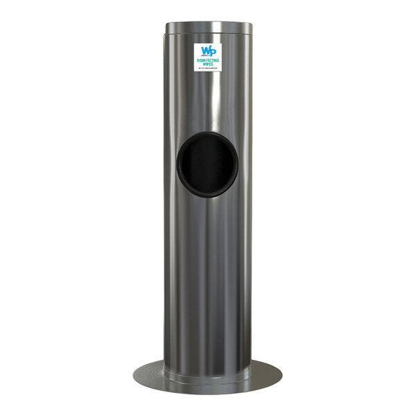 37 Inch Silver WipesPlus Stainless Steel Floor Dispenser designed for WipesPlus Refill Bags. Features a built in trash receptacle, accessible height, durable stainless steel construction and included disinfecting and sanitizing labels.
