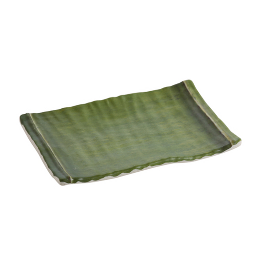 Yanco Rectangular Plate BA-308 It is made from durable and reliable melamine material, which makes the plate look like ceramics. You can use this stylish plate to serve any dish you want. For example, you can use it for presenting cakes, appetizers or serving hot meals. The Bamboo collection has an elegant and stylish design. Performed in classic green color and natural bamboo look design, it will perfectly fit any restaurant environment.